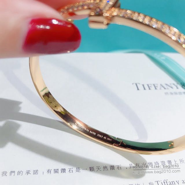 Tiffany飾品 蒂芙尼女士專櫃爆款T1寬版半鑽手鐲  zgt1778